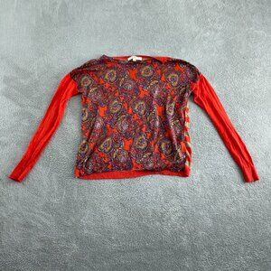 Ann Taylor Loft Womens Paisley & Stripe Print Long Sleeve Top M 5586